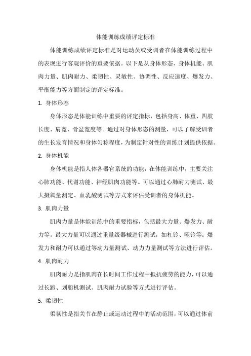 体能训练成绩评定标准