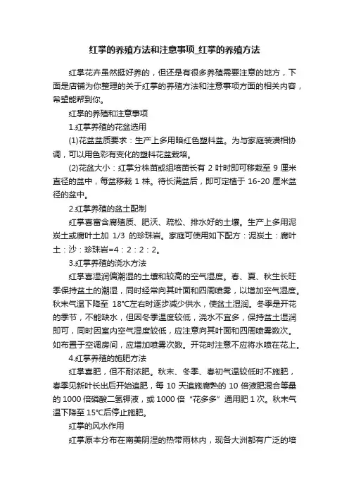 红掌的养殖方法和注意事项_红掌的养殖方法