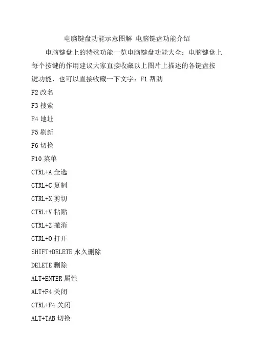 电脑键盘功能示意图解 电脑键盘功能介绍