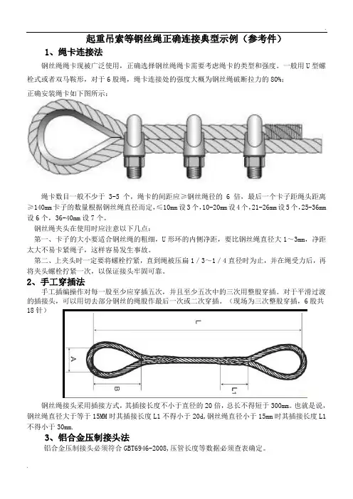 起重吊索等钢丝绳正确连接典型示例