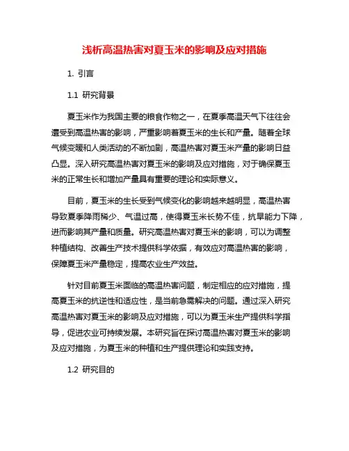 浅析高温热害对夏玉米的影响及应对措施