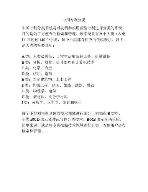 中国专利分类