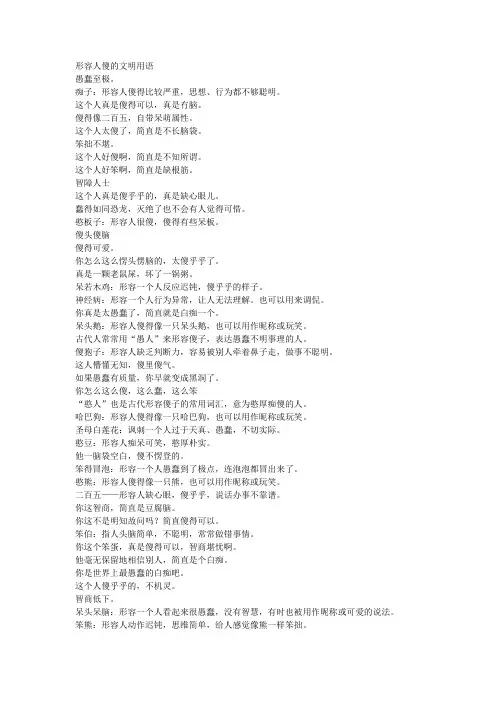 形容人傻的文明用语