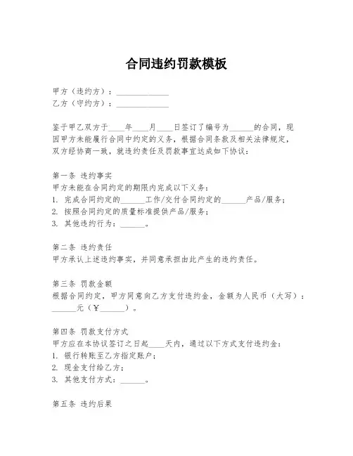 合同违约罚款模板