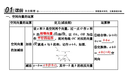 2020北师大版高中数学选修2-1 教师课件：第二章  空间向量的运算