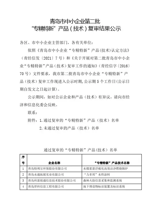 青岛中小企业第二批