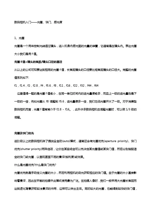 光圈 快门 感光度