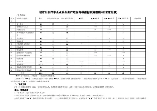 出租汽车安全达标考评指标实施细则