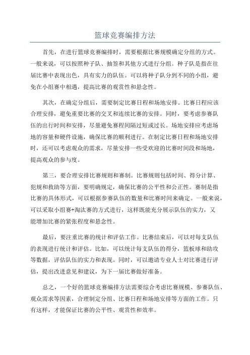 篮球竞赛编排方法