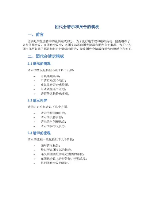 团代会请示和报告的模板