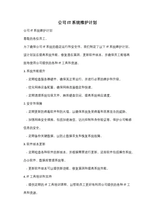 公司IT系统维护计划