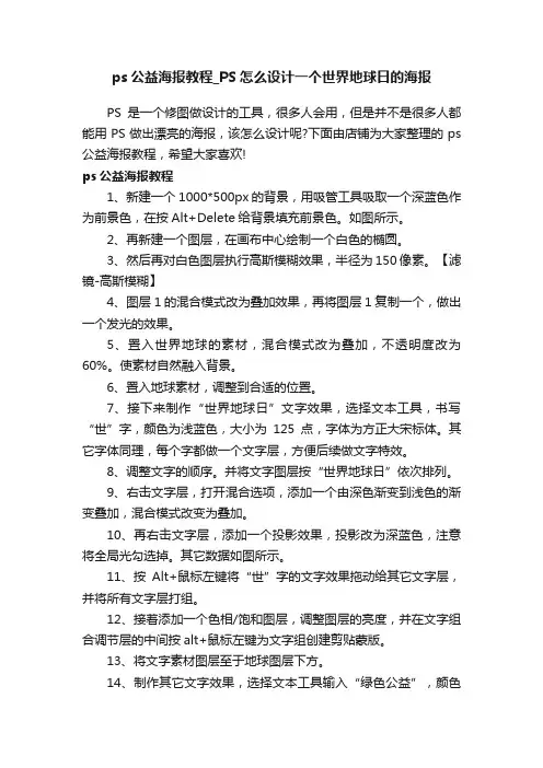 ps公益海报教程_PS怎么设计一个世界地球日的海报