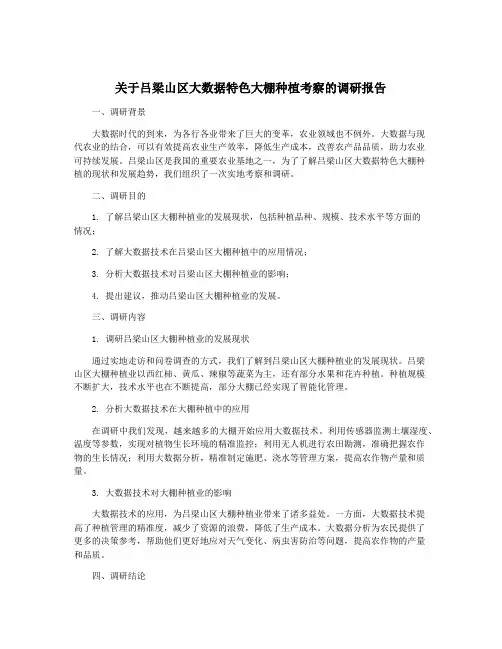 关于吕梁山区大数据特色大棚种植考察的调研报告