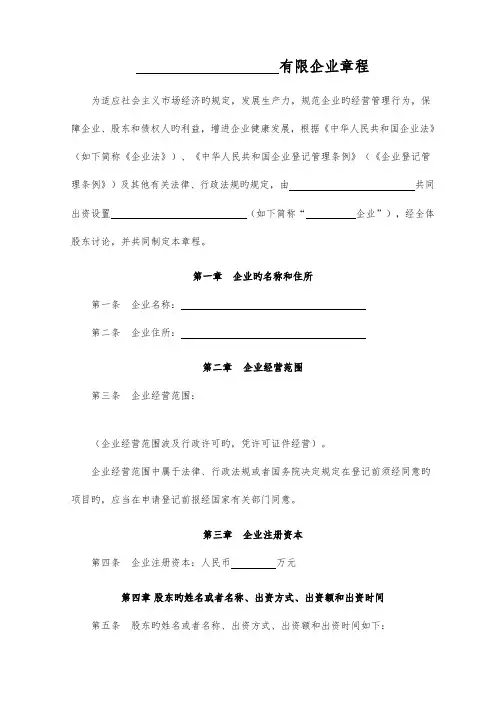 公司章程有限责任公司不设董事会监事会