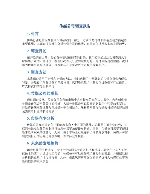 传媒公司调查报告