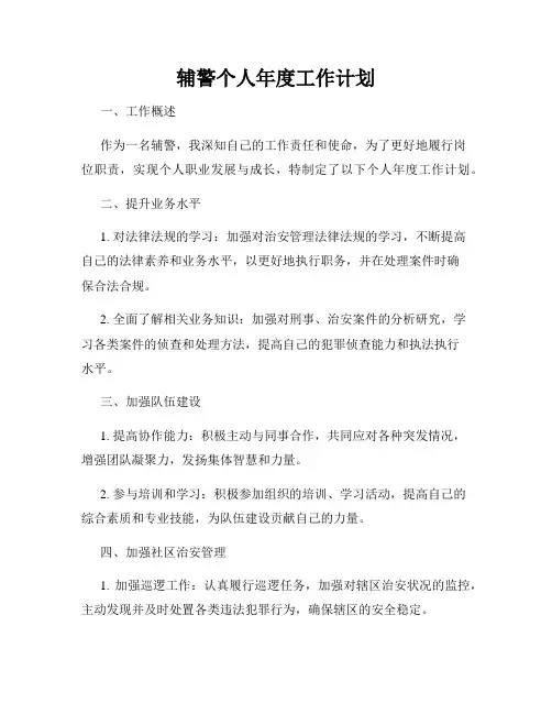 辅警个人年度工作计划