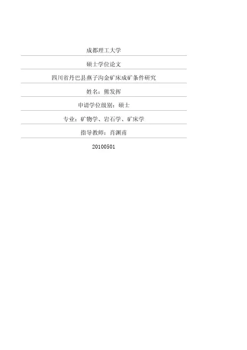 四川省丹巴县燕子沟金矿床成矿条件研究(熊发挥,2010,成都理工大学硕士论文)