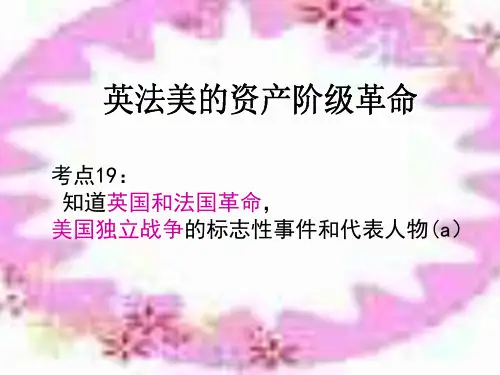 九年级历史英法美资产阶级革命复习