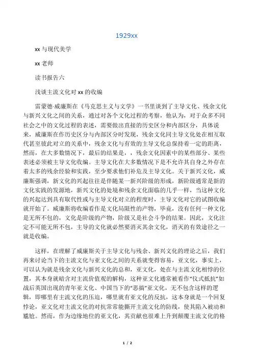 主流文化与亚文化