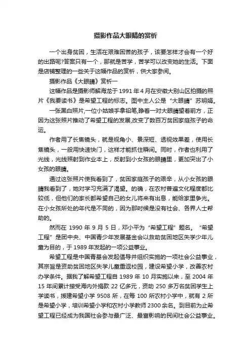 摄影作品大眼睛的赏析