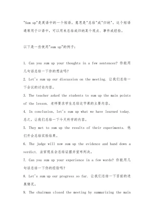 sum up用法及例句