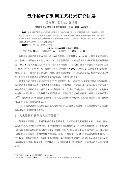 难处理氧化铅锌矿选矿综述-矿产综合利用