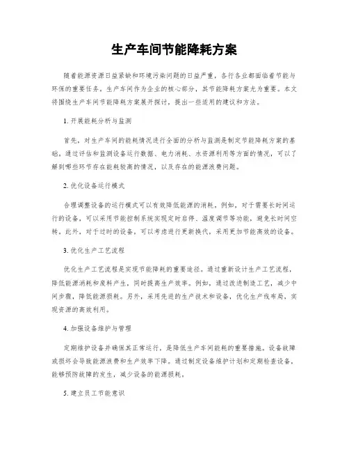 生产车间节能降耗方案