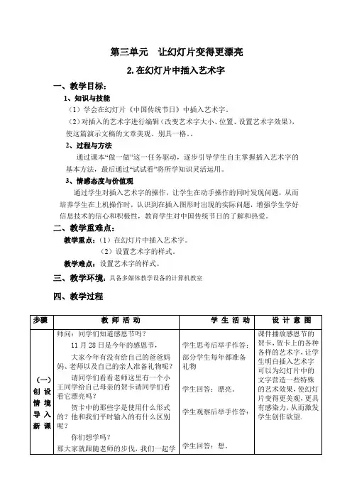 美化幻灯片中的文字
