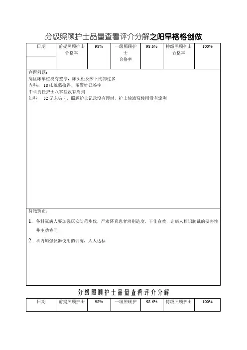 分级护理质量检查评价分析