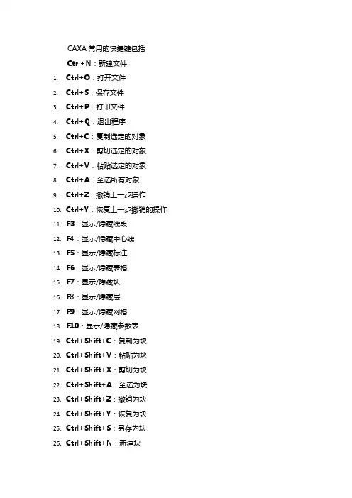 CAXA常用的快捷键