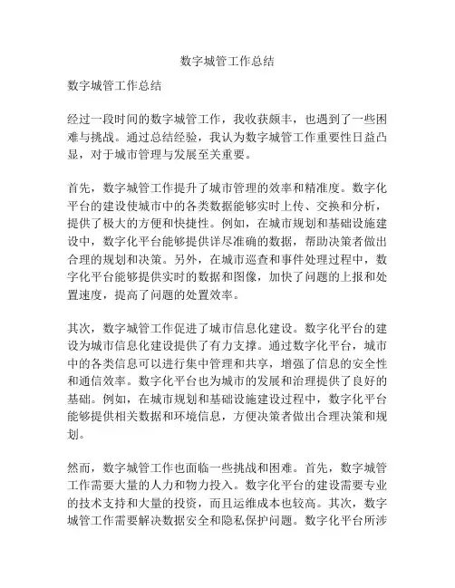 数字城管工作总结
