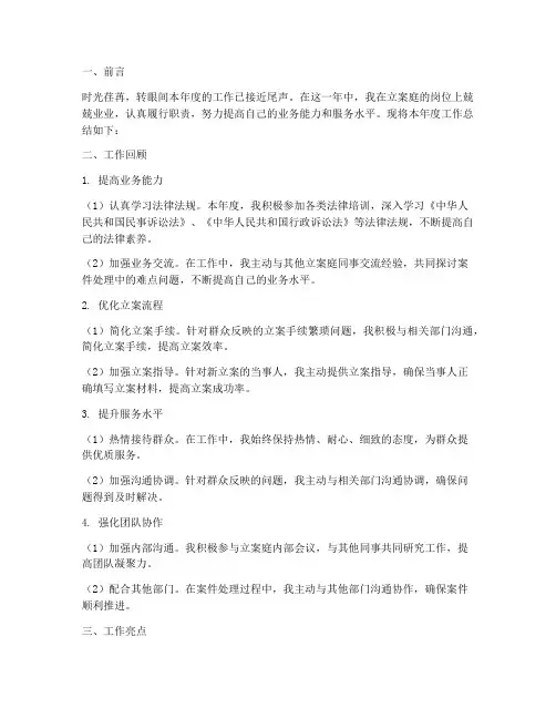 个人工作总结_立案庭