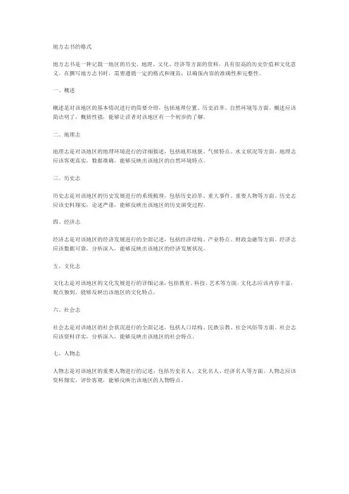 地方志书的格式