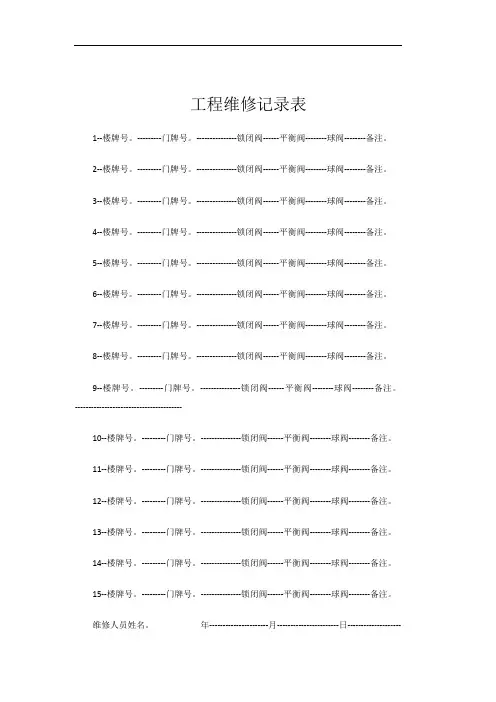 工程维修记录表