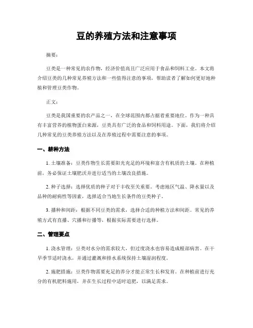 豆的养殖方法和注意事项