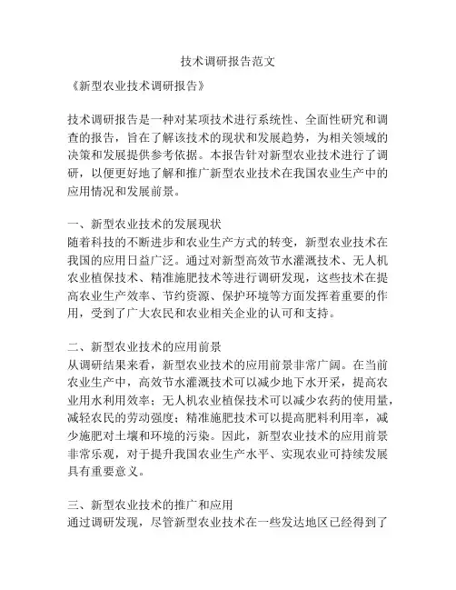 技术调研报告范文