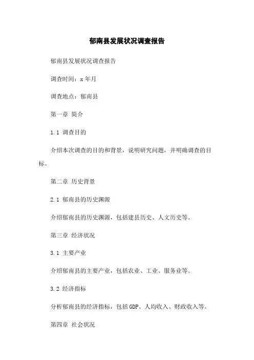 郁南县发展状况调查报告