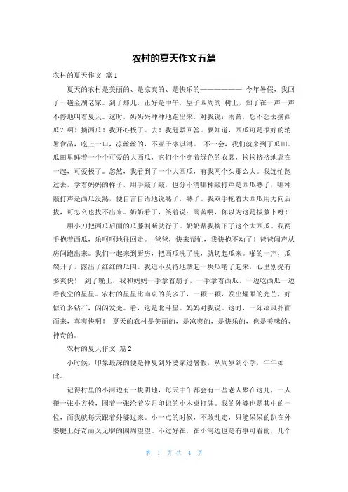 农村的夏天作文五篇
