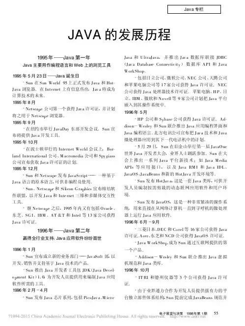 JAVA的发展历程