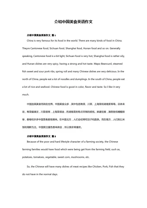 中国美食英语作文