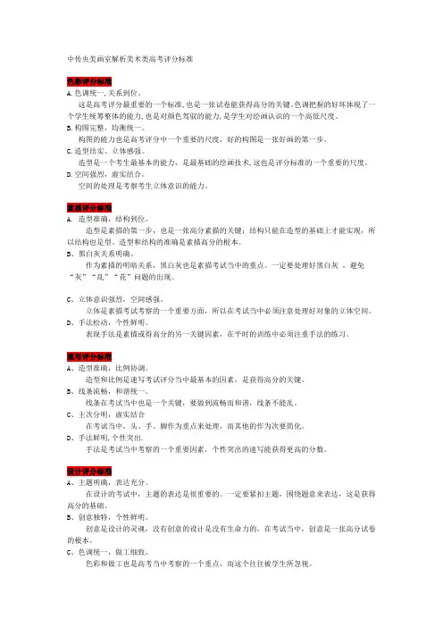中传央美画室解析美术类高考评分标准