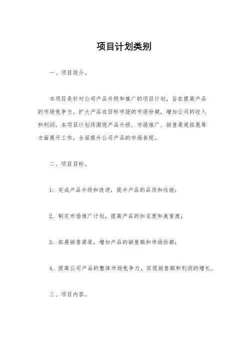 项目计划类别