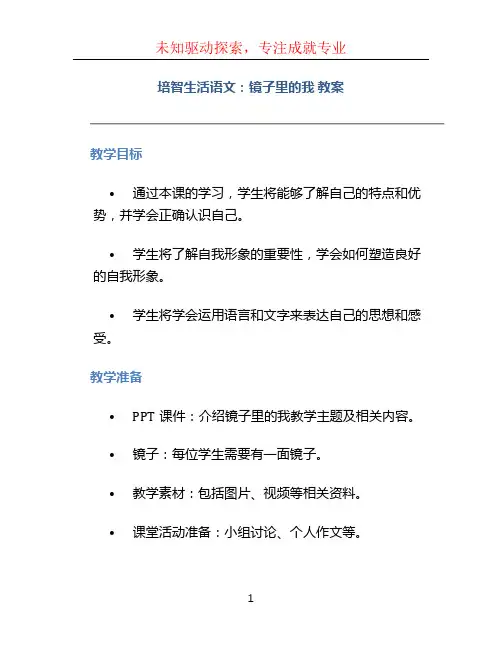 培智生活语文 镜子里的我 教案