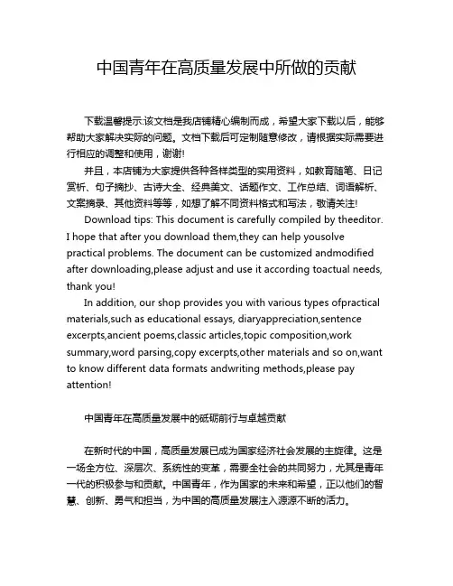 中国青年在高质量发展中所做的贡献