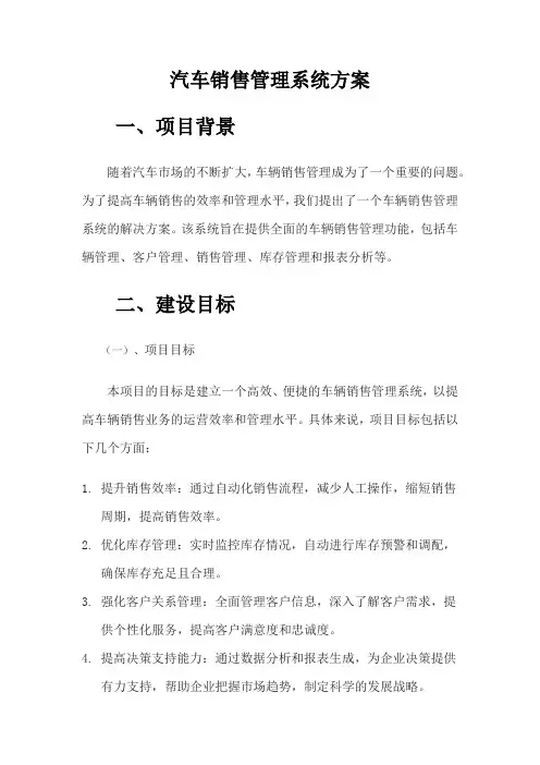 汽车销售系统方案