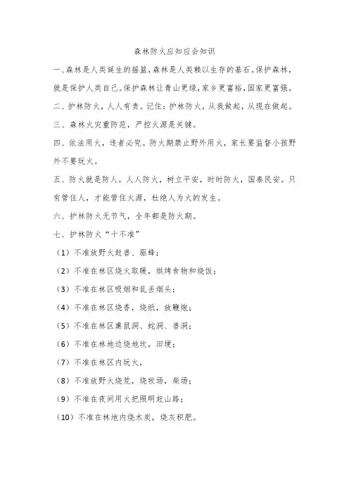 森林防火应知应会知识