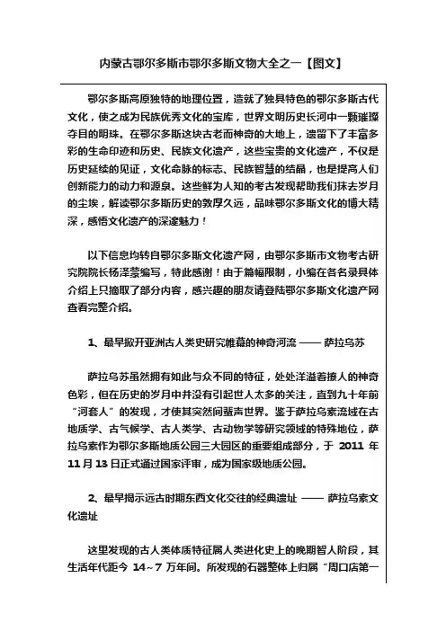 内蒙古鄂尔多斯市鄂尔多斯文物大全之一【图文】
