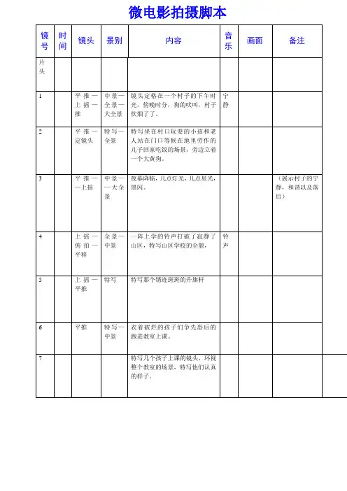 微电影拍摄脚本