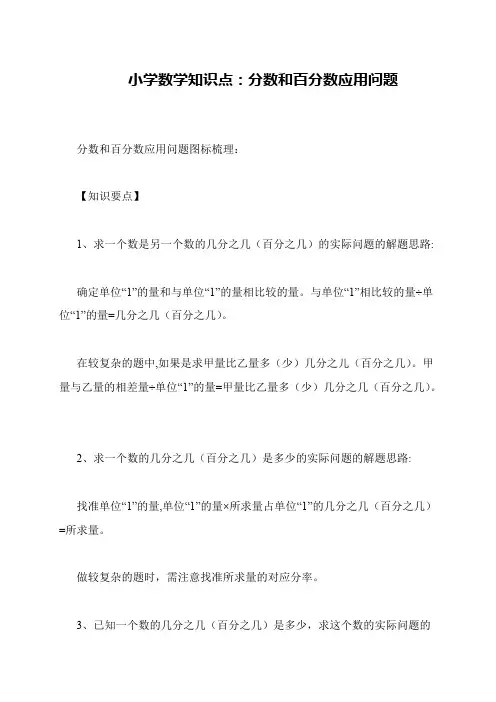 小学数学知识点：分数和百分数应用问题