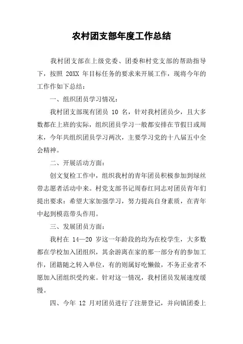 农村团支部年度工作总结